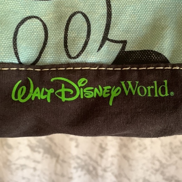 Disney Parks Authentic Original Mickey Mouse Large Canvas Tote Bag Blue & Green - Picture 9 of 13